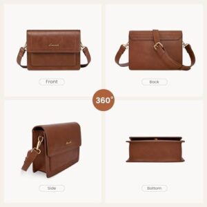 LOVEVOOK Crossbody Bags for Women,Vintage Leather Cross Body Purse,Trendy Designer Shoulder Handbags with Adjustable Strap - Image 6