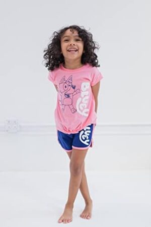 Bluey Girls T-Shirt and French Terry Dolphin Shorts Outfit Set Toddler to Big Kid Sizes (2T - 10-12) - Image 3