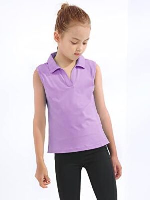 MERIABNY Girls Golf Polo Shirts Sleeveless V Neck Shirts for 5-12 Years - Image 4