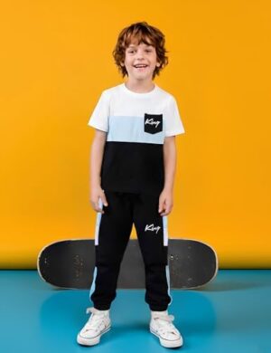 Boys Clothes Summer Outfits Set Size 6-12 Years Kids Short Sleeve Top T-Shirt & Pants Color Block Clothing Sets - Image 2