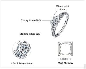 JewelryPalace Vintage Celtic Knot Princess Cut 1.2ct Cubic Zirconia Solitaire Engagement Rings for Women - Image 2