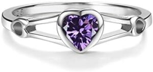 Precious Pieces Sterling Silver Simulated CZ Birthstone Heart Ring for Baby, Girl or Pinky