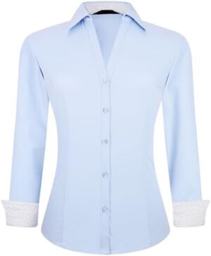 Alex Vando Womens Button Down Shirt Wrinkle Free Casual Long Sleeve Work Blouse Tops