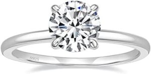 EAMTI 1.5CT 925 Sterling Silver Engagement Rings Round Cut Solitaire Cubic Zirconia CZ Wedding Promise Rings for Her Wedding Bands for Women Size 3-11