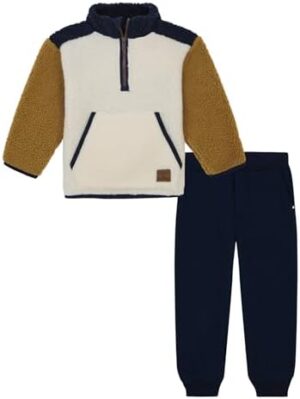 Lucky Brand boys 2pc Half Zip Berber Pant Set