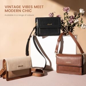 LOVEVOOK Crossbody Bags for Women,Vintage Leather Cross Body Purse,Trendy Designer Shoulder Handbags with Adjustable Strap - Image 8