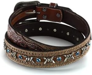 ARIAT Men's Blue Crystal Barbed Center Western Belt - Image 3