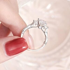 SHELOVES Vintage Three Stone Princess Cut AAAAA CZ Wedding Engagement Rings For Women 925 Sterling Silver 5-10 - Image 7