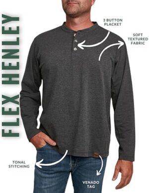 Venado Henley Long Sleeve Shirts for Men - Mens Henley with Flex Material - Image 5