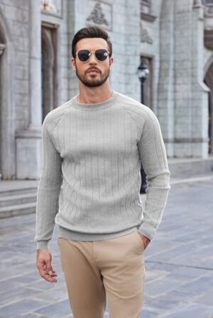 COOFANDY Men Dress Sweater Long Sleeve Crew Neck Sweater Slim Fit Business Casual Pullover Sweater - Image 2