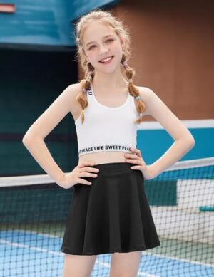 Zaclotre Skorts Skirts for Girls Elastic High Waisted Tennis Skirt with 2 Pockets Athletic Golf Workout Sports Shorts - Image 2