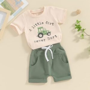 Toddler Boy Summer Outfit Infant Baby Boy Clothes Letters Short Sleeve T-shirt Top Elastic Waist Shorts Set 2Pcs - Image 2