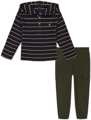 Nautica boys 2pc Placket Hoodie Pant Set