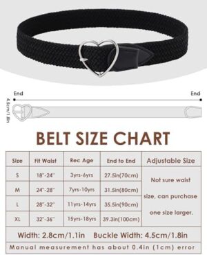 AWAYTR Girls Stretchy Braided Belt - Heart Buckle Golf Softball Belts for Girls Aged 3-18 Years - Image 5