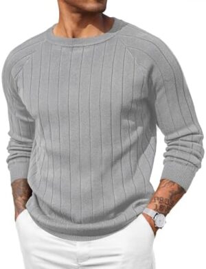 COOFANDY Men Dress Sweater Long Sleeve Crew Neck Sweater Slim Fit Business Casual Pullover Sweater