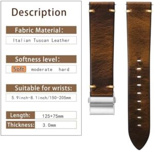 Getalia leather Watch Band Retro Oil wax Genuine Leather,18mm 19mm 20mm 21mm 22mm Quick Release Foldover Clasp Replacement Watch Straps for Men and Women - Image 6