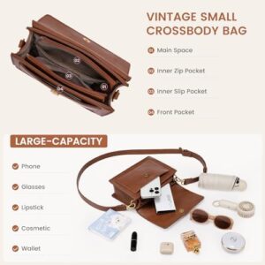 LOVEVOOK Crossbody Bags for Women,Vintage Leather Cross Body Purse,Trendy Designer Shoulder Handbags with Adjustable Strap - Image 4