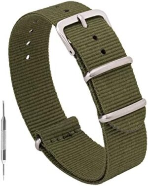 Benchmark Nylon Watch Band - Waterproof Ballistic Nylon One-Piece Military Watch Straps for Men & Women - Choice of Color & Width - 18mm, 20mm, 22mm or 24mm