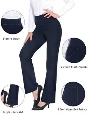 ZTN Women's High Waist Pull-On Dress Pants Tummy Control Work Pants for Business Casual Trousers with 4 Pockets - Image 4