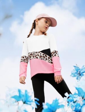 PATPAT Little Girls Clothes Crew Neck Leopard Color Block Sweatshirt and Leggings Girls Outfits Size 2-12Y - Image 3