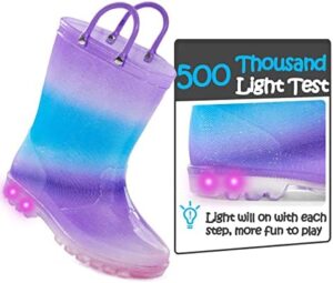 K KomForme Kids Rain Boots, Waterproof Light up Boots with Easy-on Handles - Image 4