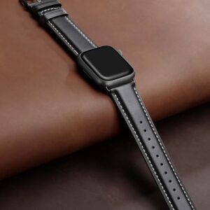 Leather Bands Compatible with Apple Watch Bands 49mm 46mm 45mm 44mm 42mm 40mm for Men Women, Vintage Genuine Leather Wristband Replacement Bands for iWatch Series 10 9 8 7 6 5 4 3 2 1 SE Ultra2 - Image 3