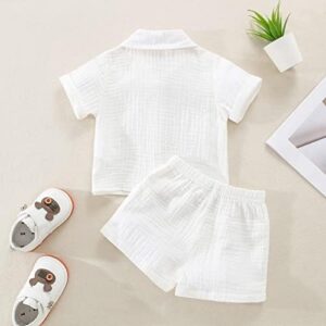 Baby Boys Clothes Set Toddler Infant Boys Button-down Shirt Tops + Cotton Gauze Shorts Summer Outfit 2PCS with Pockets - Image 7