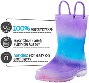 K KomForme Kids Rain Boots, Waterproof Light up Boots with Easy-on Handles - Image 3