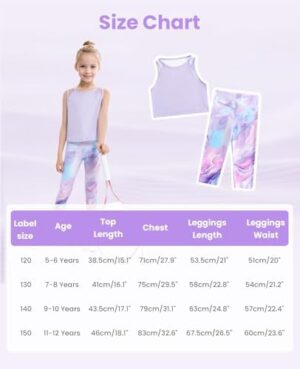 Gogokids Girls' Activewear Workout Set, 2 Piece Athletic Sets Sleeveless Tank Tops and Capri Leggings Yoga Pants - Image 6