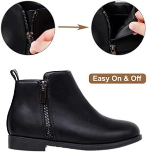 Harvest Land Girl Boots Kids Ankle Boots Warm Side Zipper Boots Low heel Short Booties Winter Snow Boots Anti-Slip Outdoor Shoes for Little Kids/Big Kids - Image 3