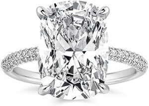 4CT/7CT Elongated Cushion Cut Promise Ring for Women, Simulated Diamond Ring, 925 Sterling Silver 18K White Gold/Yellow Gold Plated Engagement Rings