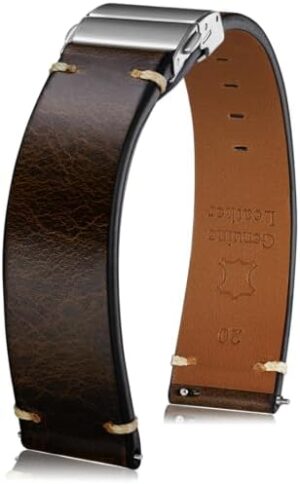 Getalia leather Watch Band Retro Oil wax Genuine Leather,18mm 19mm 20mm 21mm 22mm Quick Release Foldover Clasp Replacement Watch Straps for Men and Women