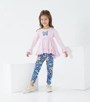 Toddler Kid Girl Clothes Ruffle Sleeve High Low Top Floral Allover Pants Fall Winter Outfit Set - Image 5