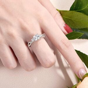 SHELOVES Vintage Three Stone Princess Cut AAAAA CZ Wedding Engagement Rings For Women 925 Sterling Silver 5-10 - Image 4