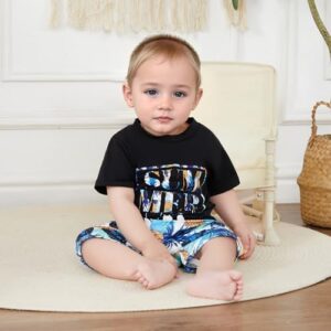 Baby Boy Summer Clothes Tropical Short Sleeve T-Shirt Tee Tops + Causal Shorts Cute Toddler Vacation Outfit - Image 2