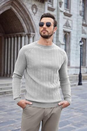 COOFANDY Men Dress Sweater Long Sleeve Crew Neck Sweater Slim Fit Business Casual Pullover Sweater - Image 4