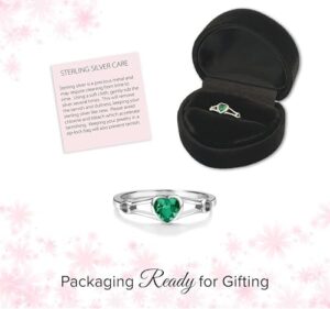 Precious Pieces Sterling Silver Simulated CZ Birthstone Heart Ring for Baby, Girl or Pinky - Image 5