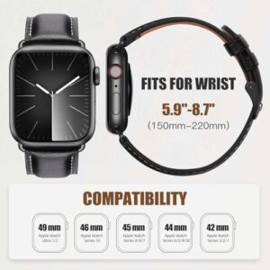 Leather Bands Compatible with Apple Watch Bands 49mm 46mm 45mm 44mm 42mm 40mm for Men Women, Vintage Genuine Leather Wristband Replacement Bands for iWatch Series 10 9 8 7 6 5 4 3 2 1 SE Ultra2 - Image 6