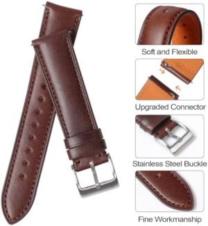 20 mm watch band leather 18mm 22mm watch band quick release watch strap mems brown black leather watch band replacement Compatible with invicta/timex weekender/tag heuer/blancpain swatch/orient kamasu - Image 4