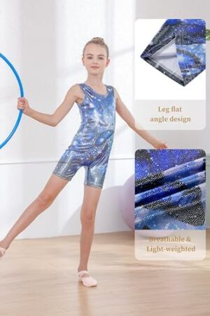 TUONROAD Girls Gymnastics Leotards for 5-10T Kids One Piece Athletic Biketards with Shorts - Image 3