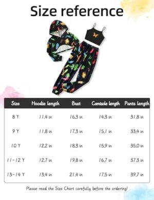 Girls Clothes 3PC Tie-dye with Butterfly Print Hoodie Sweatshirt Butterfly Print Cami Tops Sweatpants Girls - Image 6