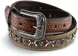 ARIAT Men's Blue Crystal Barbed Center Western Belt - Image 5