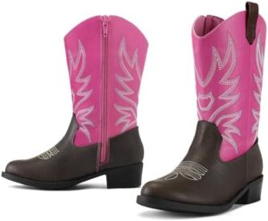 K KomForme Cowboy Boots for Girls and Boys Western Mid-Calf Pointed-Toe Cowgirl Boots (Toddler/Little Kid/Big Kid) - Image 4