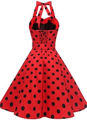 Topdress Women'sVintage Polka Audrey Dress 1950s Halter Retro Cocktail Dress - Image 2