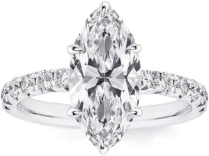 2CT/3.5CT Solitaire Elongated Marquise Cut Engagement Ring for Women, Simulated Diamond Promise Ring in 925 Sterling Silver