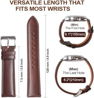 20 mm watch band leather 18mm 22mm watch band quick release watch strap mems brown black leather watch band replacement Compatible with invicta/timex weekender/tag heuer/blancpain swatch/orient kamasu - Image 5