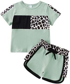 Toddler Girl Clothes Summer Outfits Cute Baby Short Sleeve T-shirt Shorts Leopard Camo Printed 18 Months to 6 Years