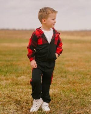 HINTINA Toddler Boy Long Sleeve Hoodie Solid Color Top Sweatpants 3 Pieces Outfits Fall Winter Clothes Set - Image 2