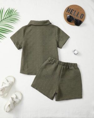 Toddler Boy Clothes Little Kids Summer Outfits Short Sleeve Button Down Shirt Top Shorts Set 2PCS Boy's Clothing - Image 5