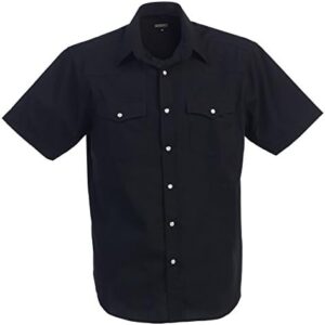 Gioberti Mens Casual Western Solid Short Sleeve Shirt with Pearl Snaps